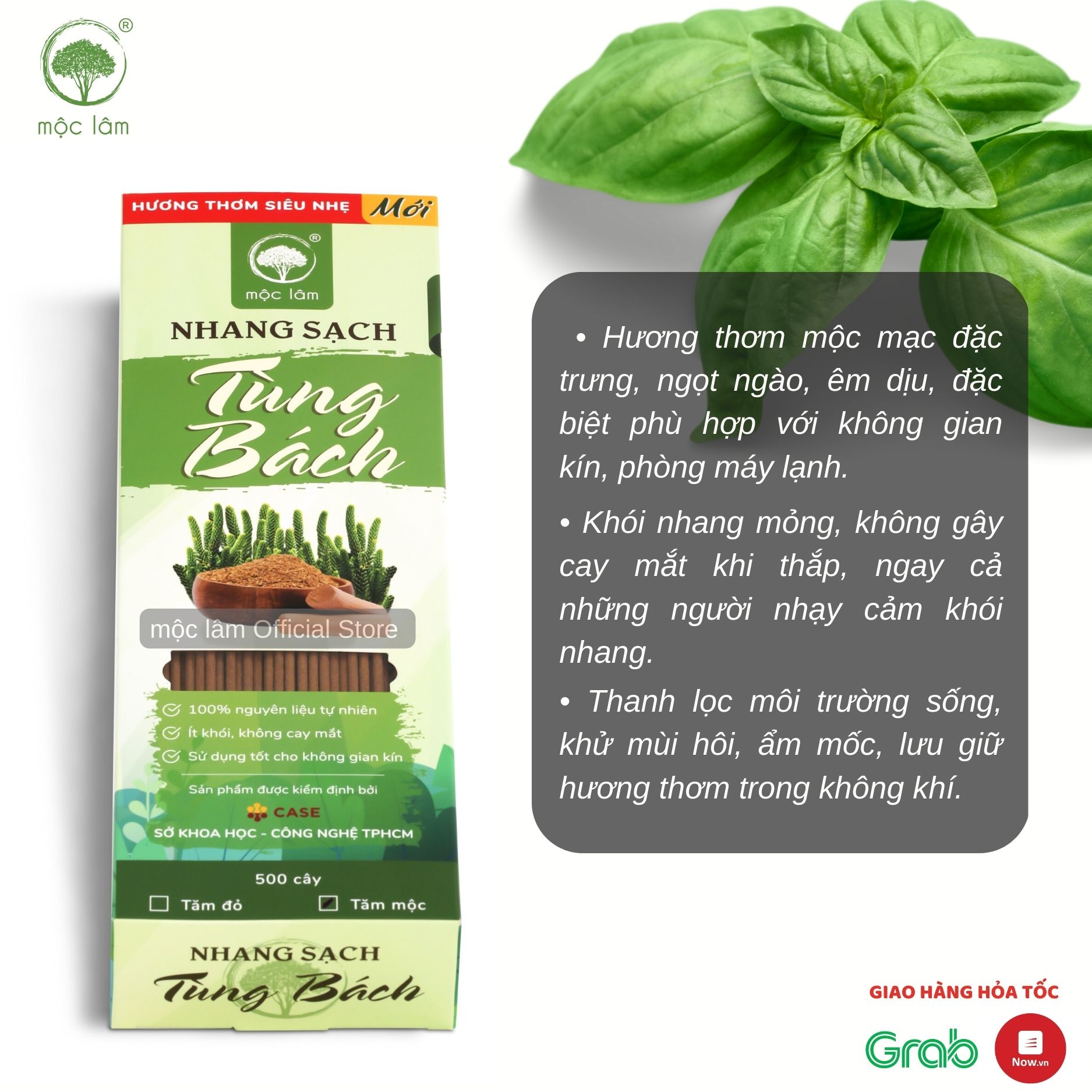 [HỘP 500 cây] Nhang Sạch Tùng Bách MỘC LÂM 29cm - Ít Khói - Hương thơm SIÊU NHẸ - Nhang tự nhiên