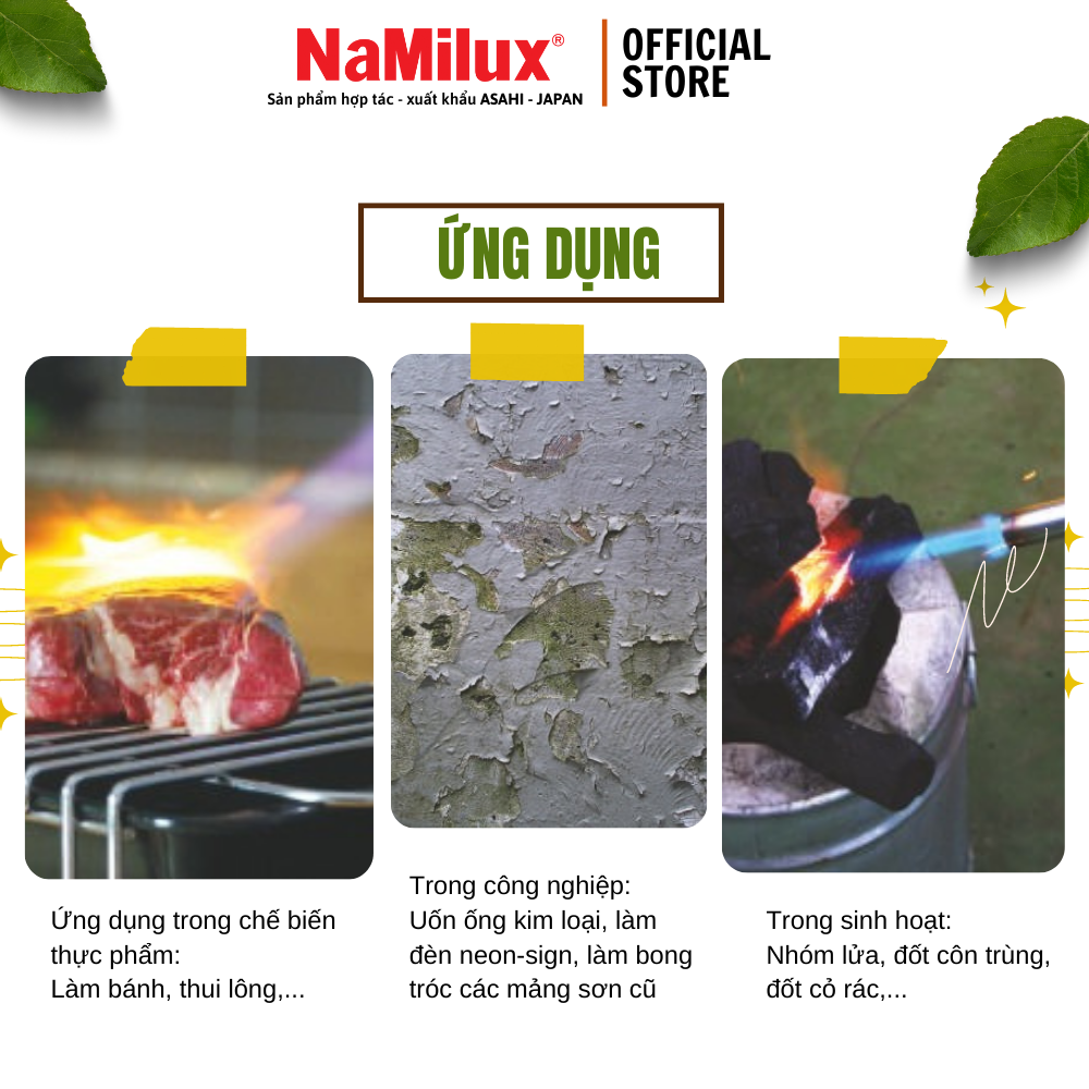 Đèn Khò Gas Cao Cấp NaMilux│Có Nút Vặn Điều Chỉnh Được Nhiệt Độ Và Ngọn Lửa Nơi Đầu Khò│Công Suất 1,850W│Hàng Chính Hãng