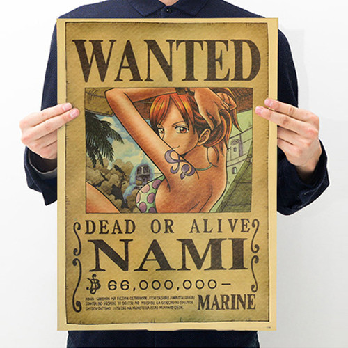 Bộ 10 tấm Poster One Piece Luffy Zoro Sanji Nami Robin Chopper Fanky hình nhân vật truy nã