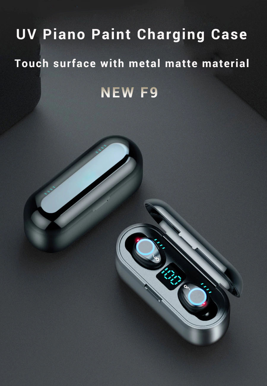 Tai nghe bluetooth cảm ứng vân tay f9 V-4 LED