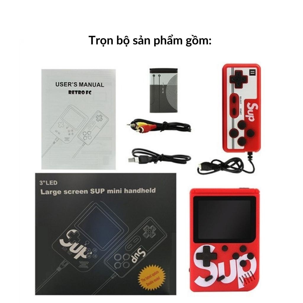 Máy chơi game cầm tay sup mini 4 nút giá rẻ có dây cáp kết nối tv kèm sạc usb đồ chơi cho bé trai, quà tặng sinh nhật