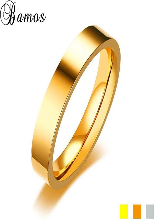 Nhẫn cặp titan vàng trơn sang chảnh đơn giản NC184