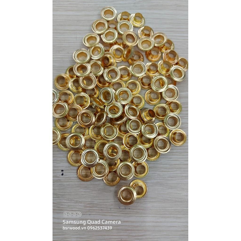 Khoen ore 8mm Khuy mắt cáo đóng bạt, bấm bạt, bấm túi giấy Bằng sắt xi MÀU VÀNG Túi 100 cái + 100 long đền