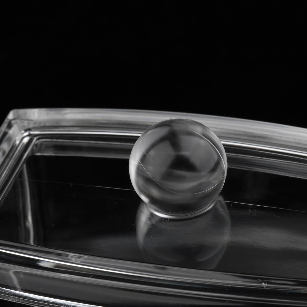 Clear Cotton Ball and Swab Holder Organizer Storage Box- Premium Quality Acrylic Round Container Makeup Pads Swab Holder Case