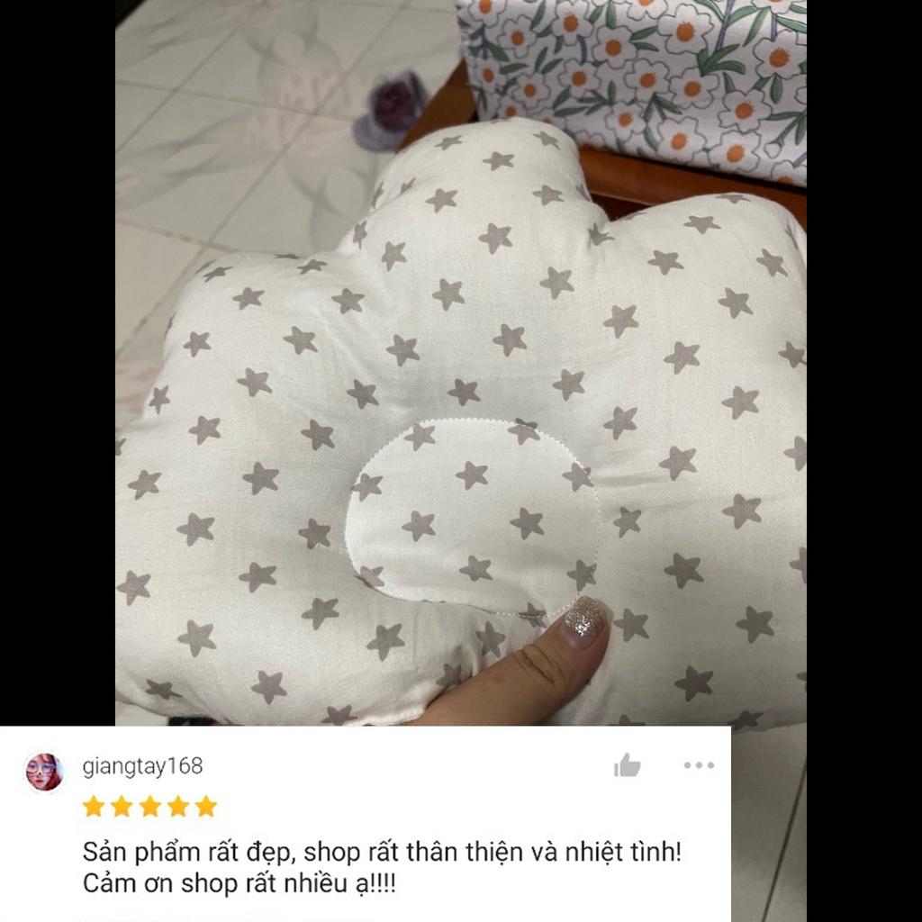 Gối chống bẹp đầu cho trẻ sơ sinh RUNA KIDS Cotton Hàn 100% cao cấp mềm mịn giúp bé ngủ ngon