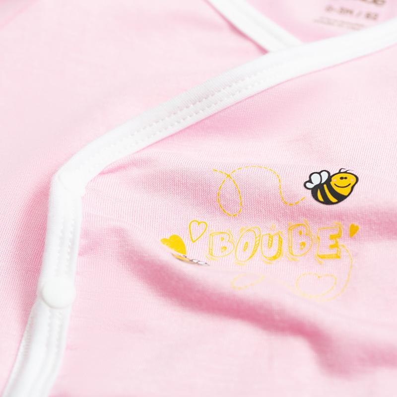 Bộ quần áo dài tay cúc bấm chéo màu trơn Boube - Chất liệu Petit mềm mịn - Size Newborn dành cho bé từ 0-3M