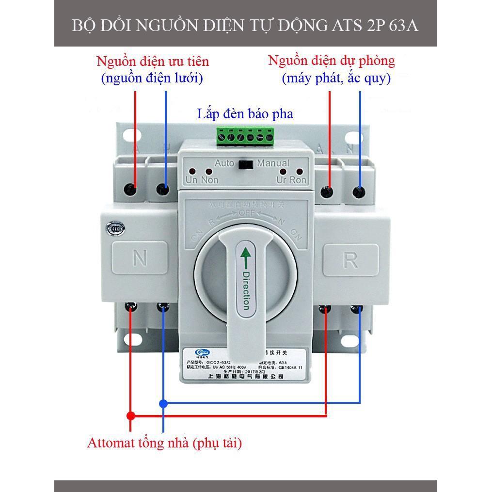 ATS Thiết bị chuyển mạch tự động 1 pha 63A/220V