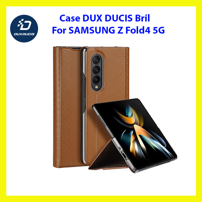 Bao Da Dành Cho SamSung Galaxy Z Fold4 5G Chính Hãng Dux Ducis Bril Da Trơn Có Ngăn Đựng Thẻ và Dựng Đứng Tiện Lợi - Hàng Chính Hãng