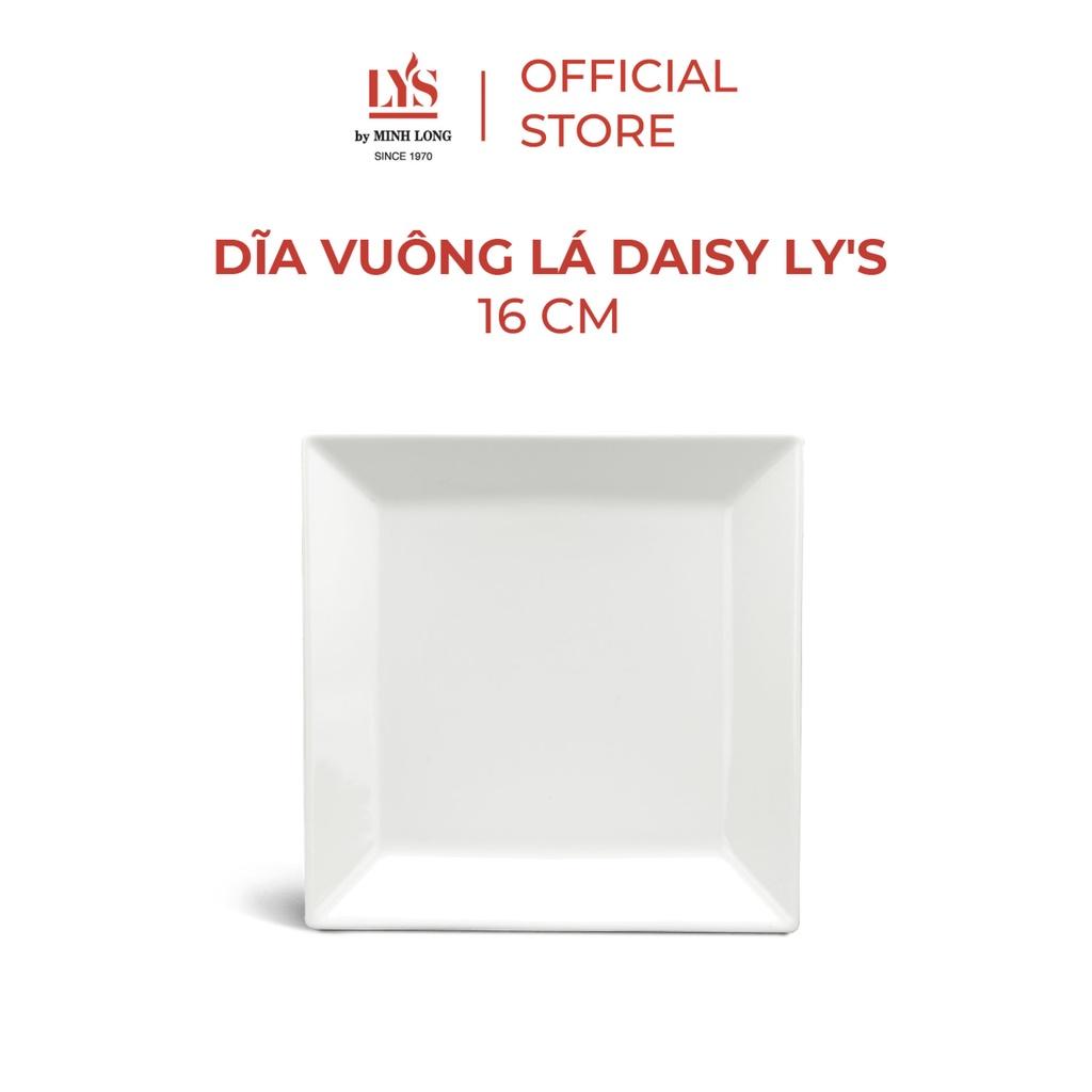 Dĩa Vuông Lá Sứ Minh Long 16cm - Daisy Lys - Trắng Ngà