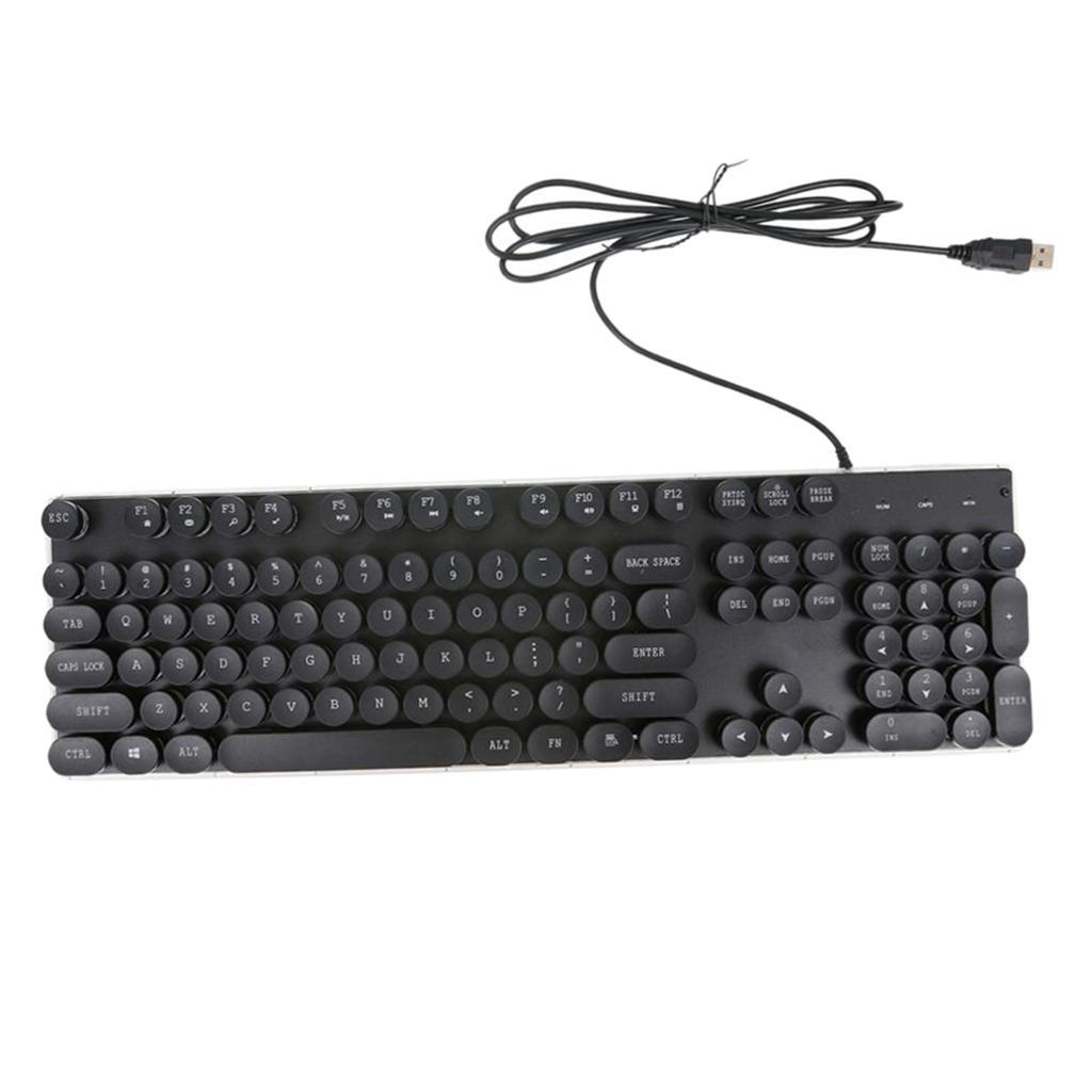 3 Color Wired Backlit Gaming Keyboard Punk Keycap Retro with USB Interface