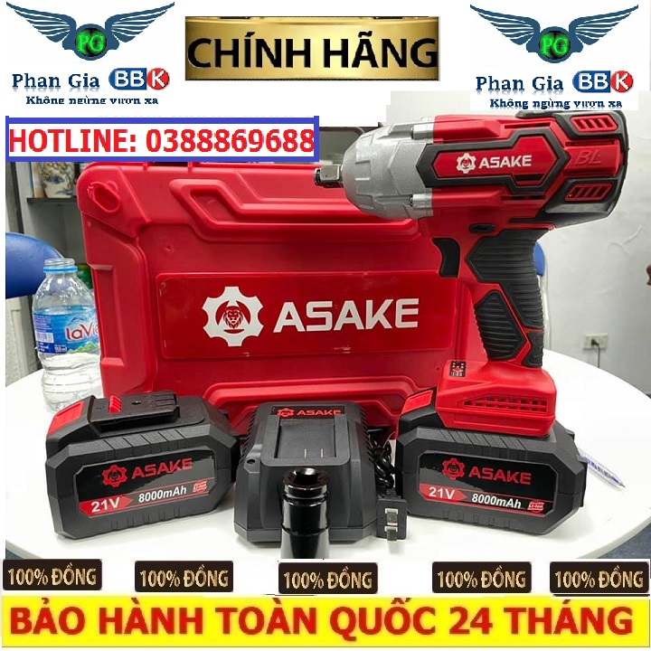 MÁY SIẾT BULONG CAO CẤP ASAKE MỞ ỐC 38mm  PIN 15 CELL 8.0 AH