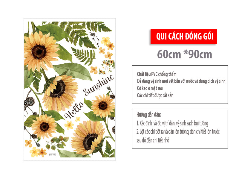 Sticker Giấy Dán Tường Decal Dán tường Mẫu Hoa Lá Cực Xinh ZH017