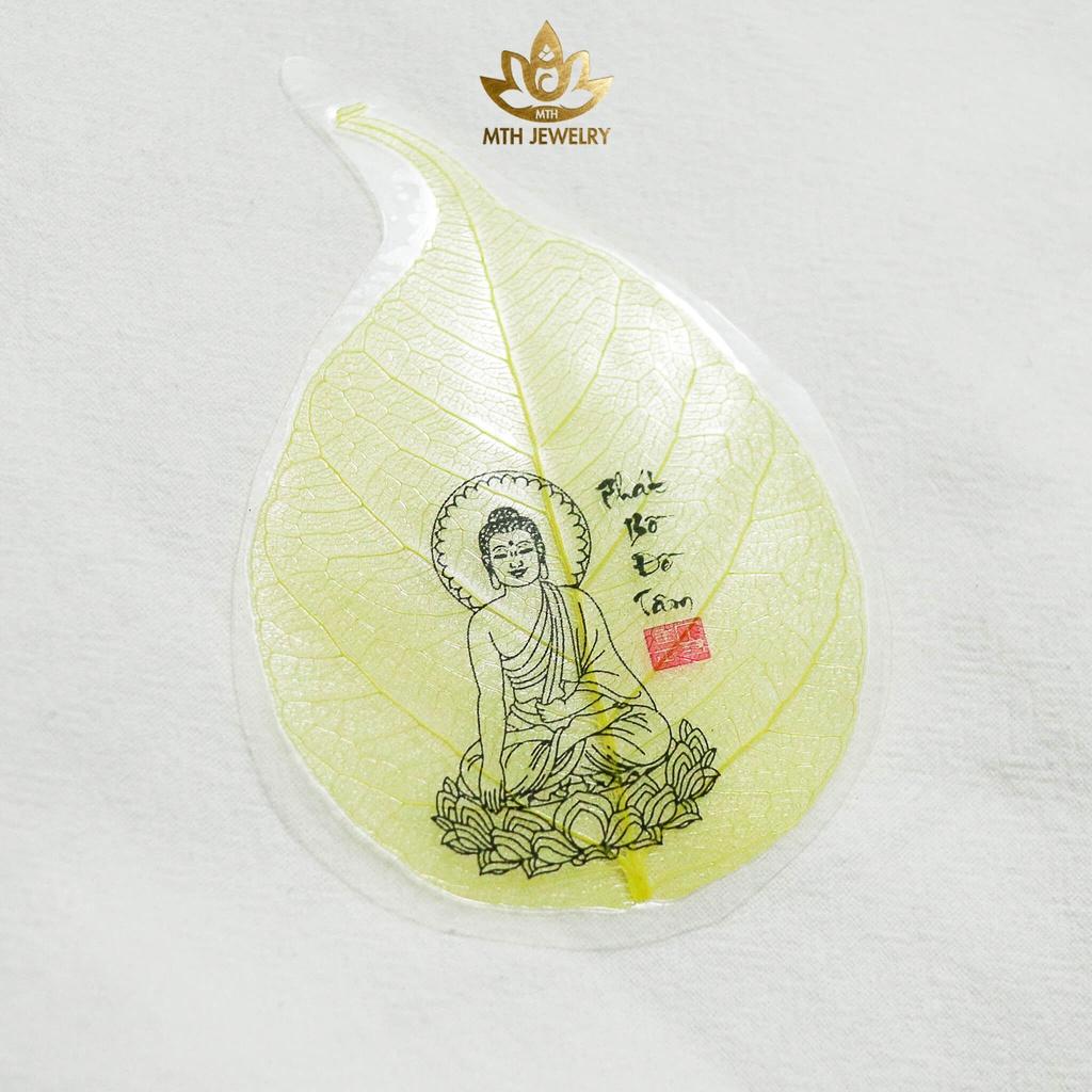 Lá Bồ Đề Lá In Hình Phật Màu Vàng - MTJ JEWELRY