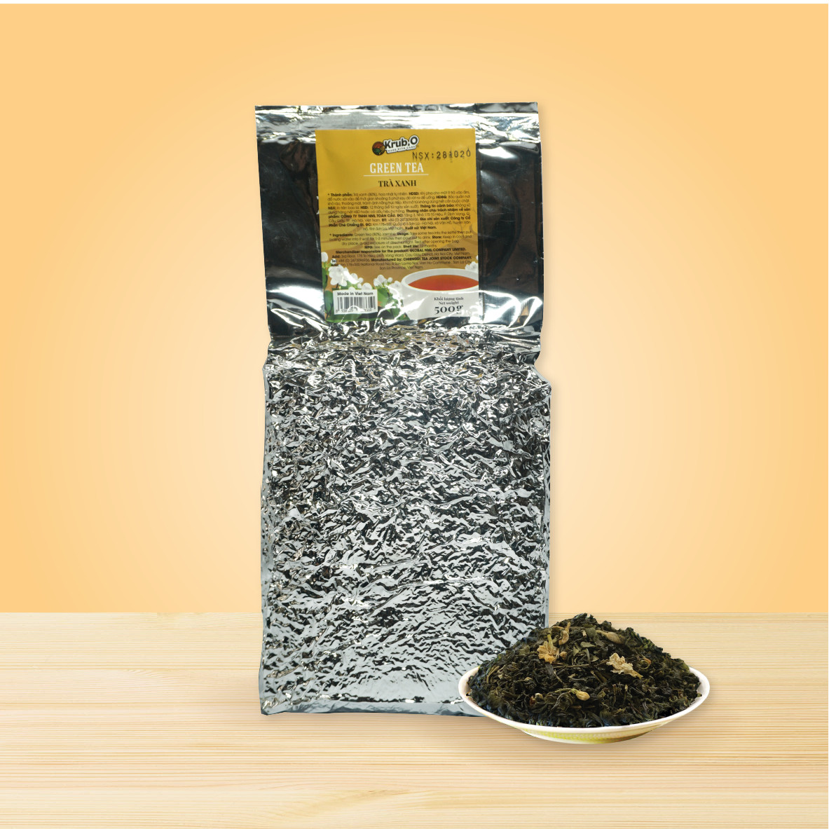 Trà Xanh Hoa Nhài Cao Cấp Krub.O - Gói 500gr