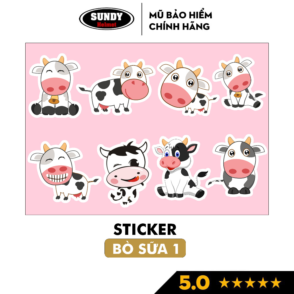 Sticker cute dán mũ bảo hiểm SUNDY Helmets, chống nước,nhiều họa tiết trang trí điện thoại, laptop, vali...