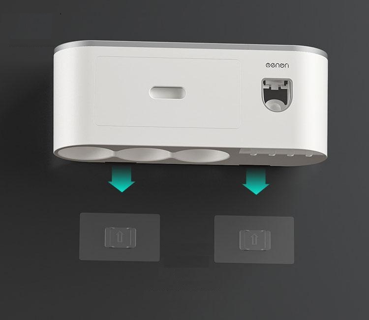 Kệ Treo Bàn Chải Nhà Tắm OENON tích hợp Nhả Kem Đánh Răng Tự Động kèm 4 cốc hút từ tính -OEKEM