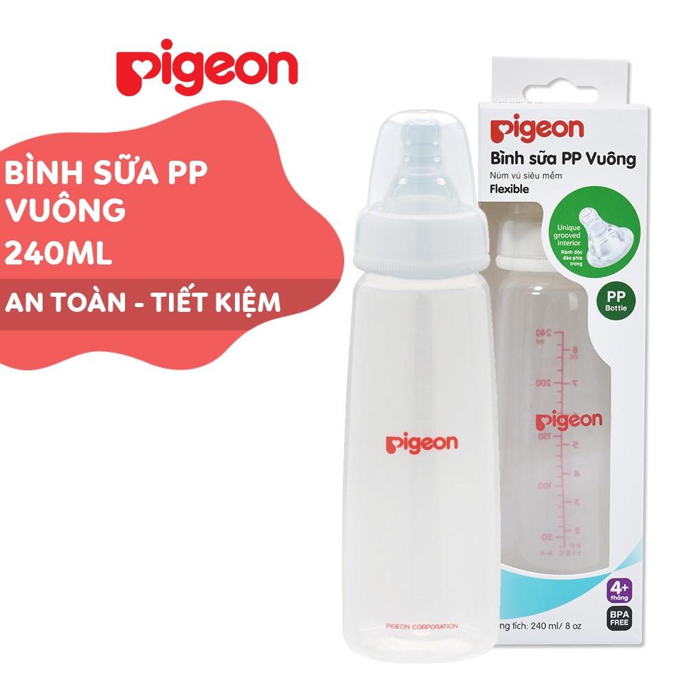 Bình sữa cổ hẹp PP vuông Pigeon 120ml/240ml