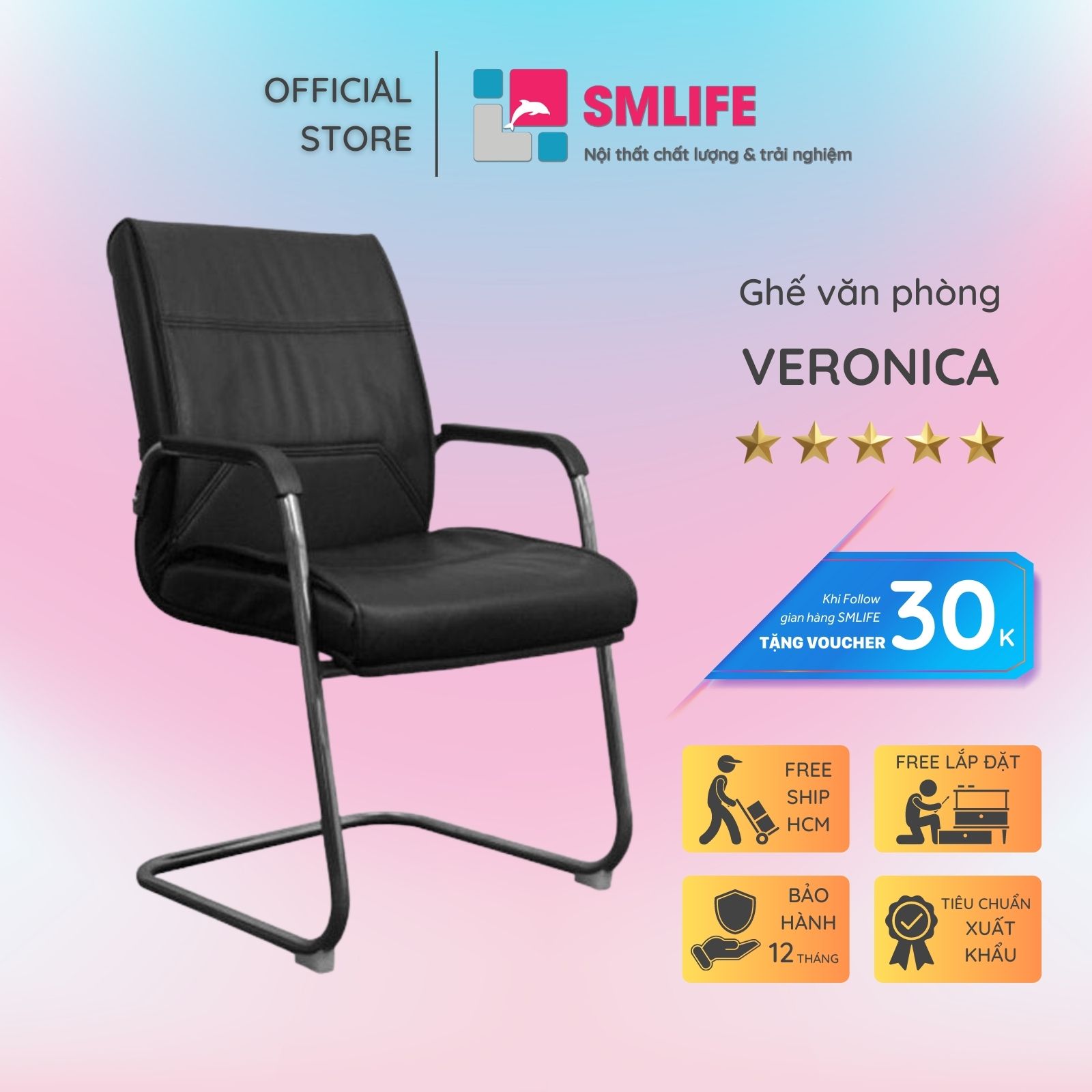 Ghế văn phòng chân quỳ bọc da SMLIFE Veronica