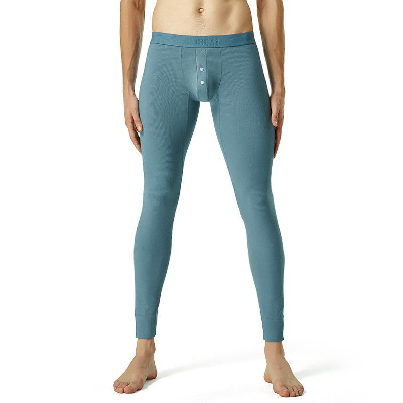 Áo Bó Sát Quần Lót Sinh Nhiệt Đáy Thu Đông Đồ Ngủ Dài Johns Quần Sọc Nút Bugle Túi Quần Lót Quần Legging 2XL