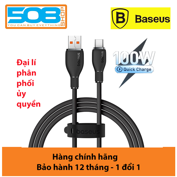 Cáp sạc nhanh, truyền dữ liệu Ba-se-us Pudding Series Fast Charging Cable USB to Type-C 100W - Hàng chính hãng