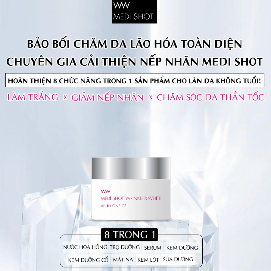 Gel dưỡng trắng và giảm nếp nhăn toàn diện Meishoku Medi Shot Wrinkle &amp; White All in One Gel 75g