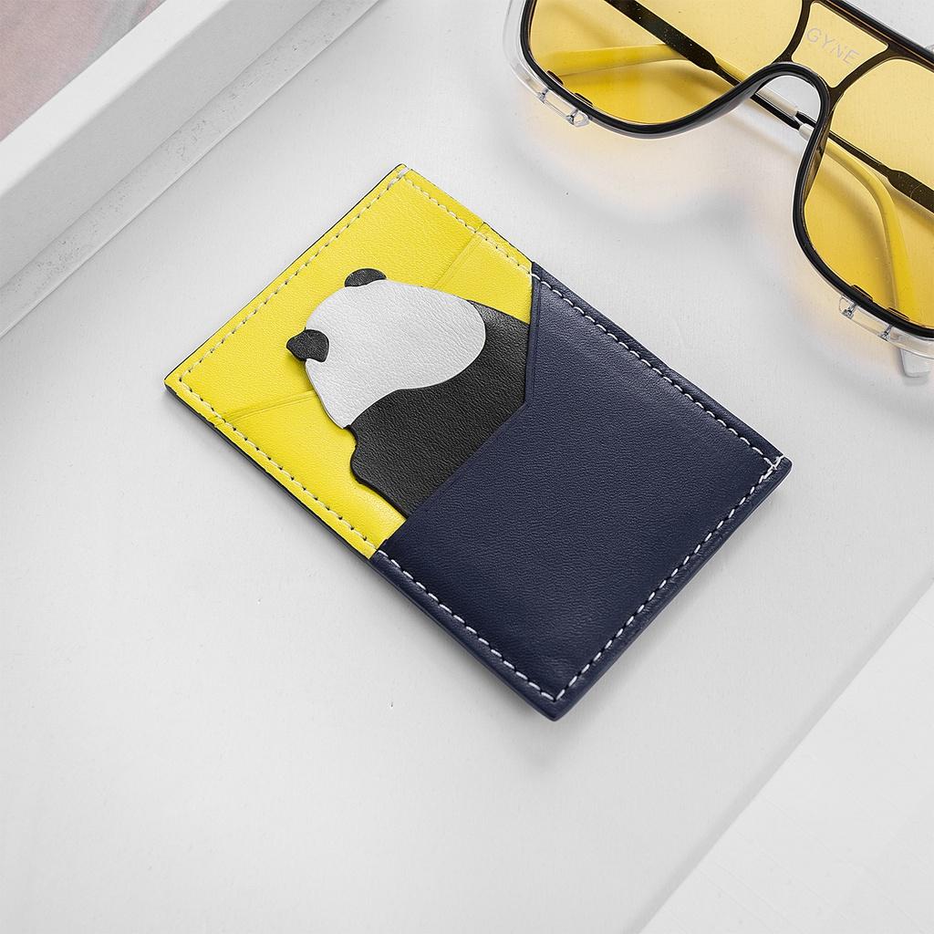 Ví Da Nam Nữ AROTI Nhỏ Gọn Đựng Thẻ Panda Card Holder Chất Da Bò Đẹp Cao Cấp, Dáng Unisex Độc Đáo ,Bảo Hành 10 Năm V609