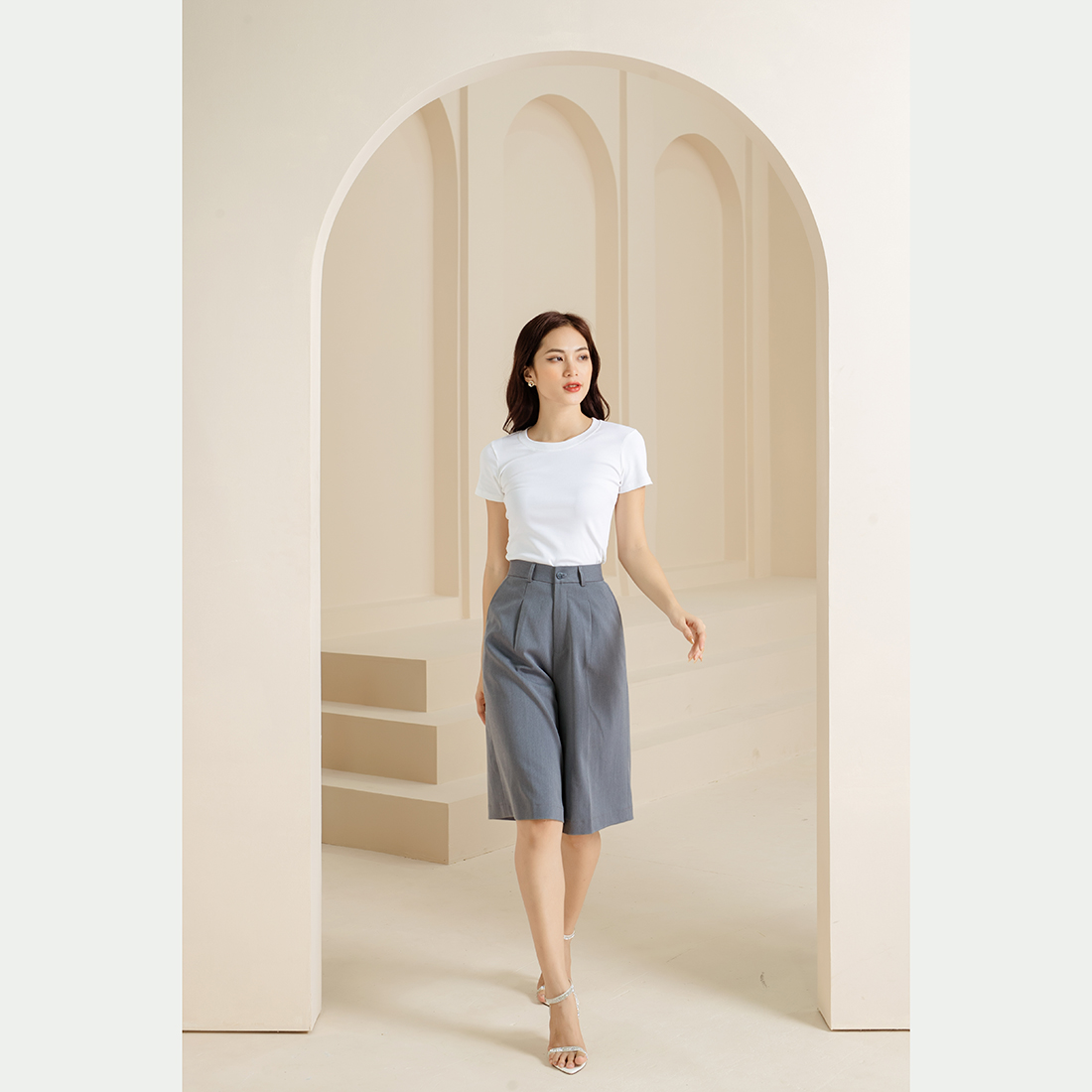 Quần culottes lửng ống rộng thời trang Eden - Q017