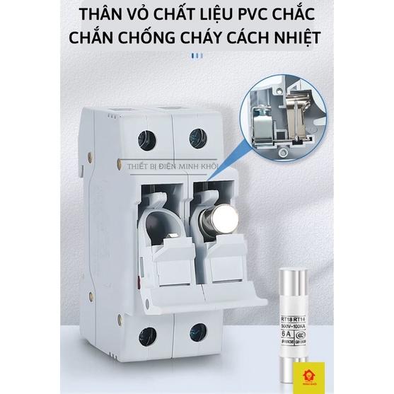 Bộ Cầu Chì RT 18-32X kèm ruột cầu chì sứ 2A-32A, cầu trì ống kèm đế