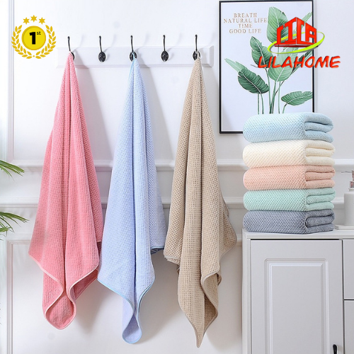 Khăn Tắm Gội Sợi Tre Bông San Hô Thấm Hút Kháng Khuẩn An Toàn Khi Sử Dụng, Kích Thước Lớn 70 x 140cm - Hàng Chính Hãng