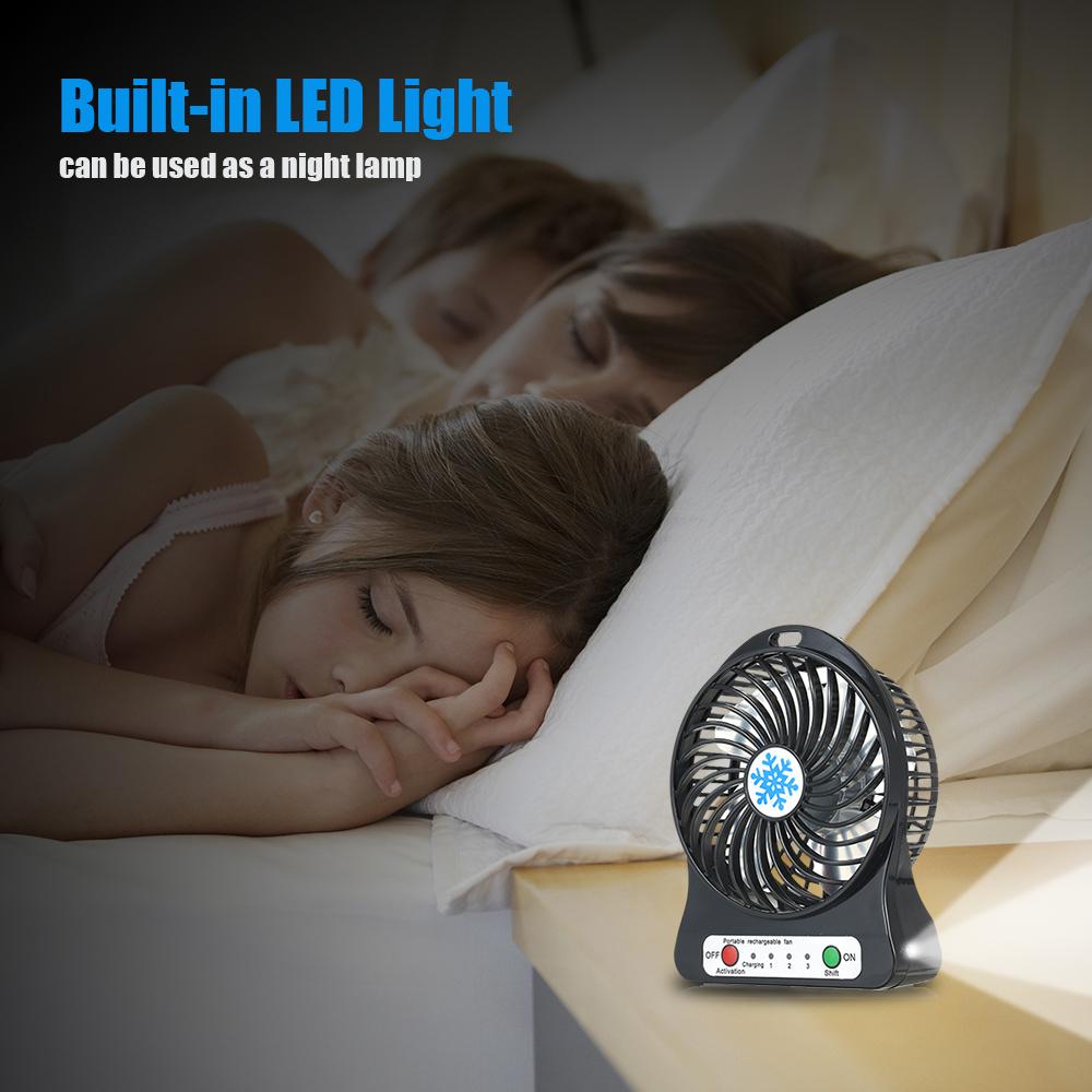 Quạt mini làm mát với 3 chế độ, có đèn LED chiếu sáng