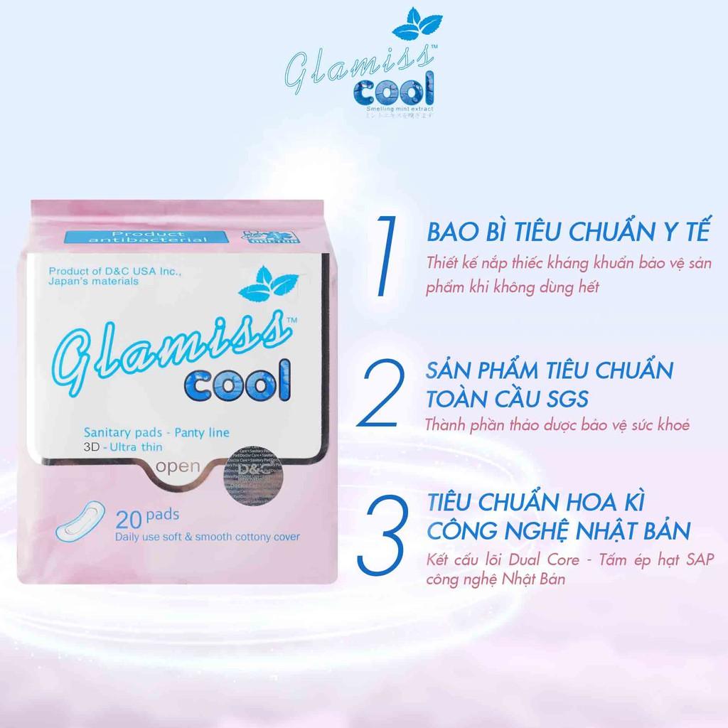 Combo 2 Băng vệ sinh hàng ngày Glamiss Cool ,BVS thảo dược 16cm siêu mát siêu khô thoáng