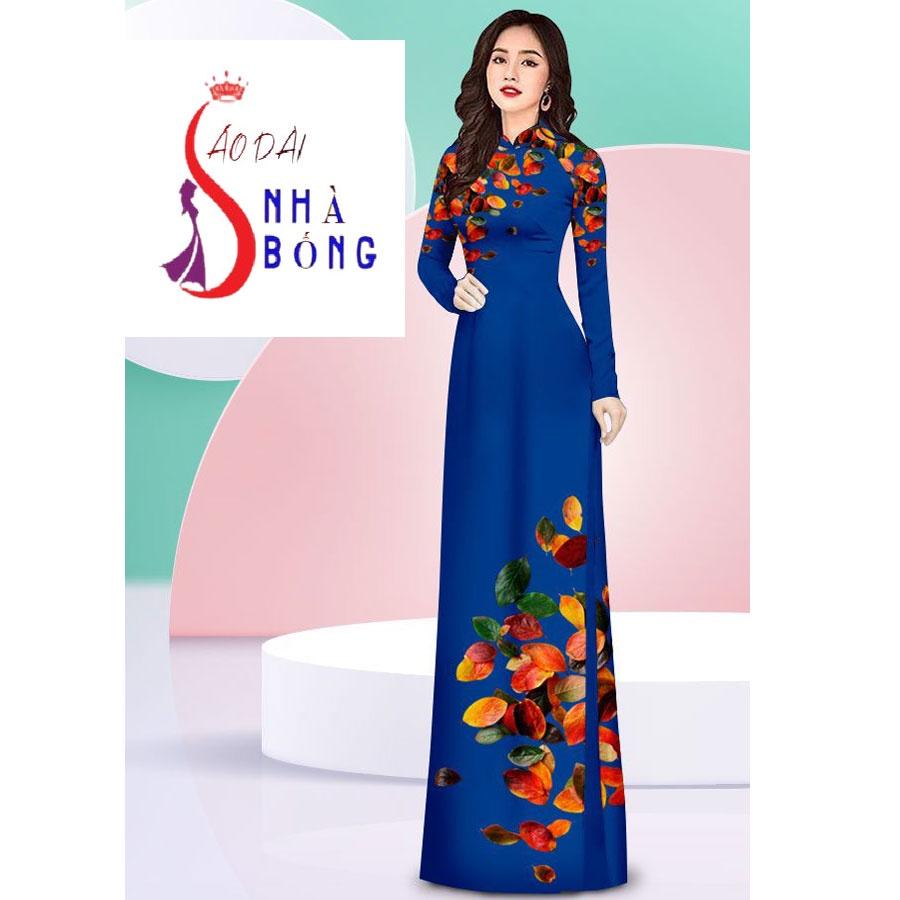 Vải may áo dài cao cấp in họa tiết hoa 4D - V08 (nguyên bộ