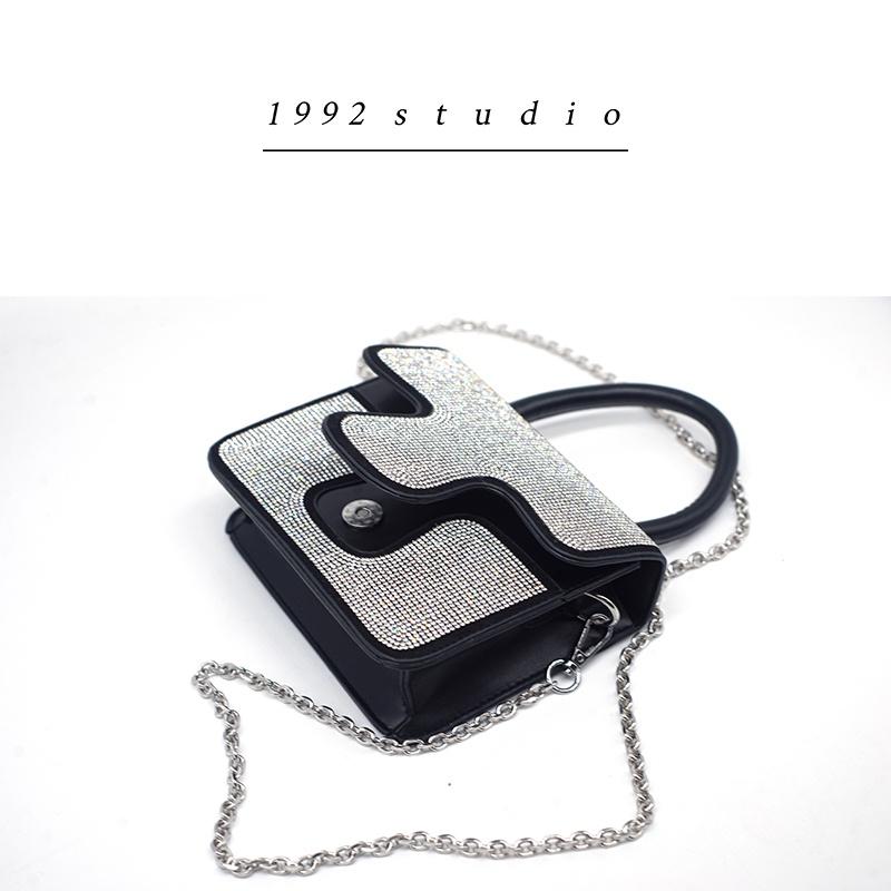 Túi xách nữ/ 1992 s t u d i o / RACHID BAG / màu đen phối hạt lấp lánh