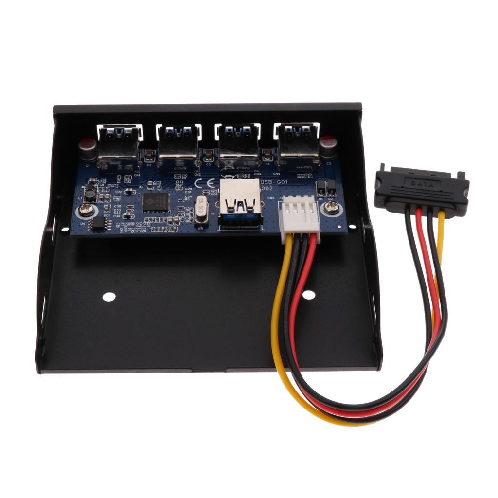 Black 19-Pin Bracket Cable to 4 Ports USB 3.0 Front Panel Expansion Bay Hub for PC