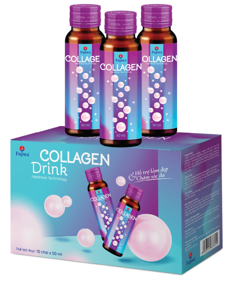 Nước Uống Collagen Fujiwa Vietnam Chai 50ml - Ngăn ngừa lão hoá da, giảm nếp nhăn, giúp tóc suôn mượt (Hộp 10 chai)