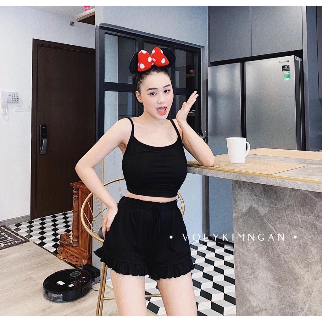 Set bộ quần áo nữ - áo 2 dây - chất cotton co giãn 4 chiều - thoáng mát năng động cho chị em