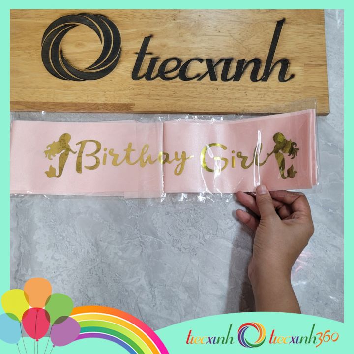 Băng đeo chéo sinh nhật tiệc xinh Birthday Girl tiên cá