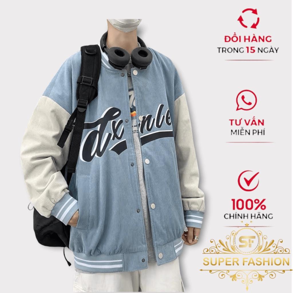 Áo khoác bomber bóng chày chất nhung tăm 2 lớp lót dù đen cao cấp Áo Bomber Nam Nữ nhung Unisex - Áo Khoác Bóng Chày Form Rộng Màu Xanh cực chất