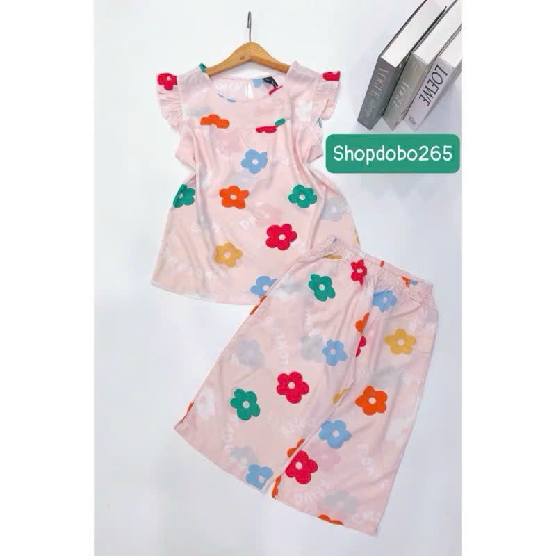 Đồ bộ nữ,đồ ngủ mặc nhà lửng tay cánh tiên vải lanh mềm,mát BL 169 hoạ tiết dễ thương size 45-70kg
