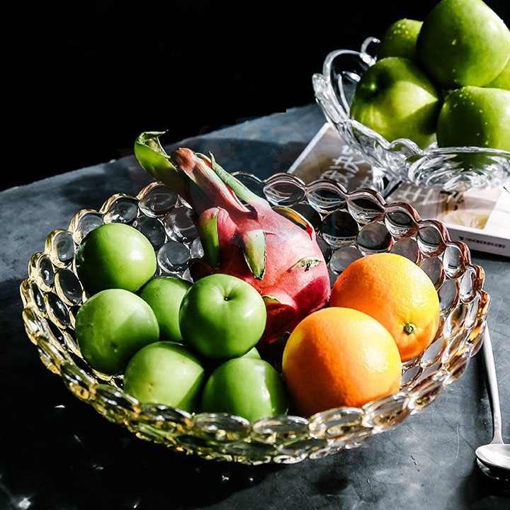 Tô Thủy Tinh Chấm Bi Tròn Lớn Màu Vàng Sang Trọng