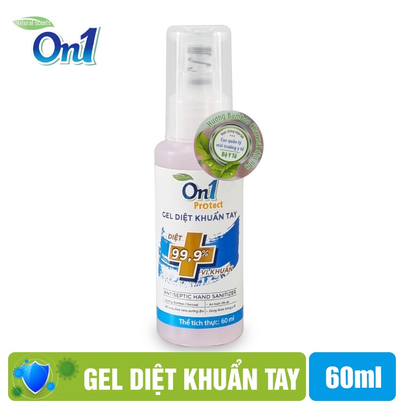 COMBO 4 Chai Gel Rửa Tay Khô Diệt Khuẩn On1 Protect Hương Bamboo Charcoal 60ml C0101 (Mẫu Mới 2021)