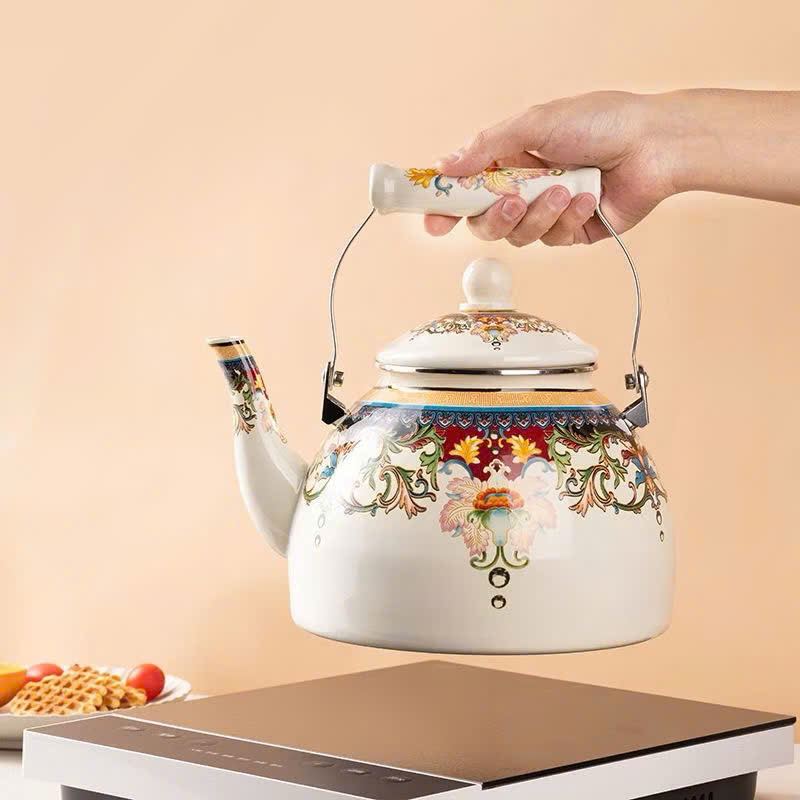 Ấm Đun Nước Bếp Từ Thép Tráng Men Lớn 3.3L Retro Kiểu Hoàng Gia – Tiện Lợi &amp; Sang Trọng - HÀNG CHÍNH HÃNG MINIIN