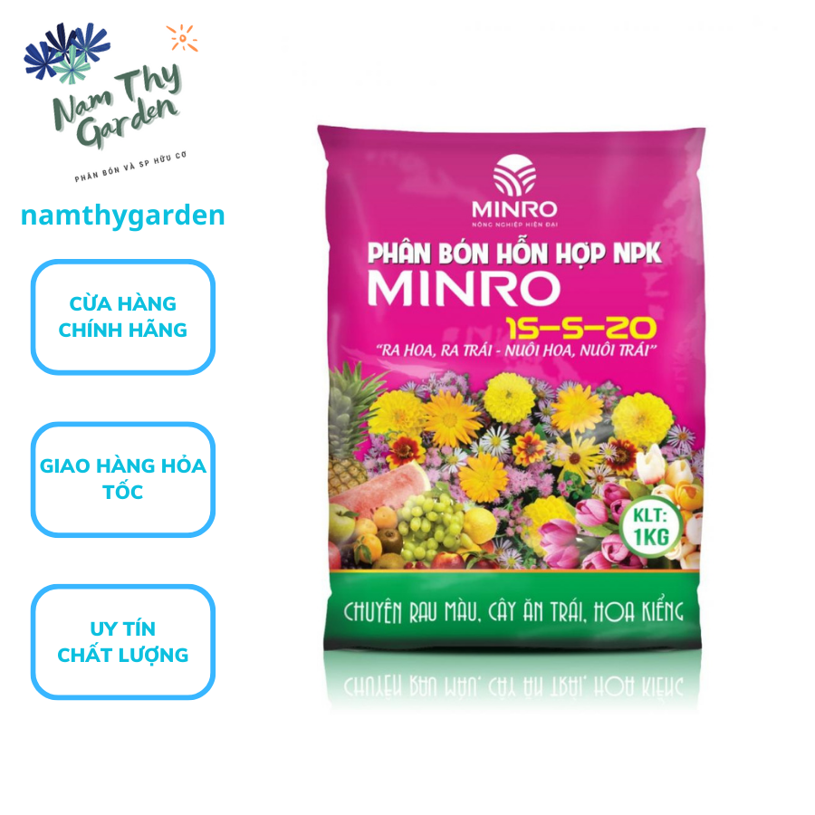 Phân Bón NPK MINRO 15-5-20 Ra Hoa, Đậu Trái Gói 1kg