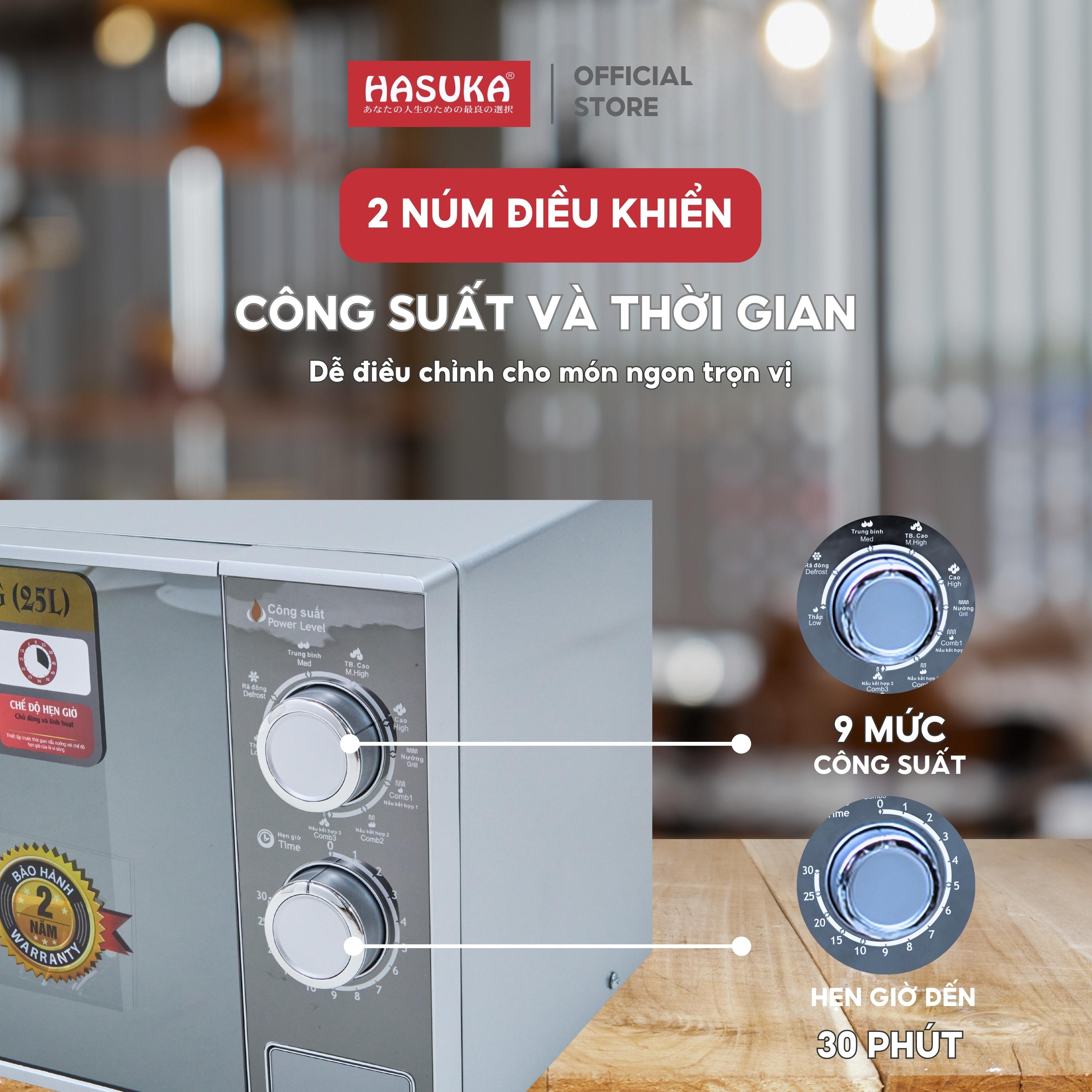 Lò vi sóng HASUKA HSK-256 công suất 1400W, dung tích 25L đa chức năng, nhiều tiện ích khác nhau - HÀNG CHÍNH HÃNG(BH 12 tháng)