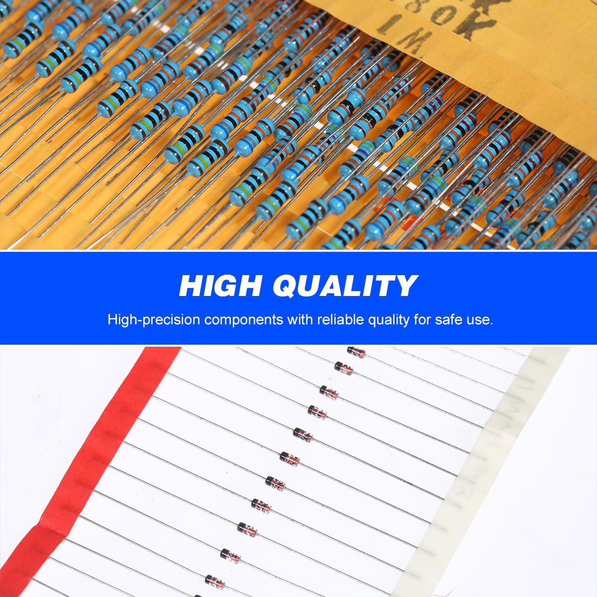 1400PCS Electronic Components Assortment Kit Assorted Electric Element Starter Kit with 1/4W Resistance LED Diode