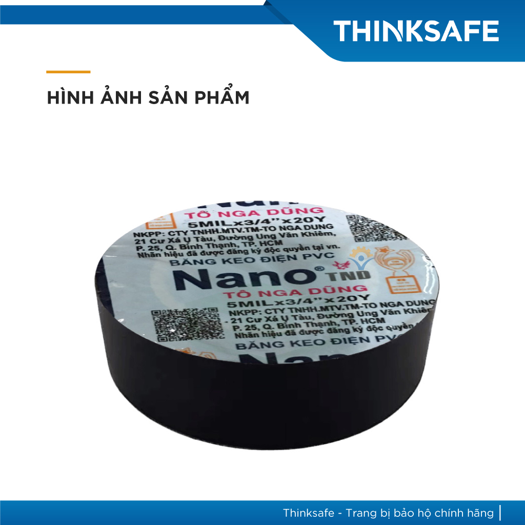 Băng keo điện Nano Tô Nga Dũng, cách điện, chịu nhiệt 105 độ, chống nước, chống cháy lan