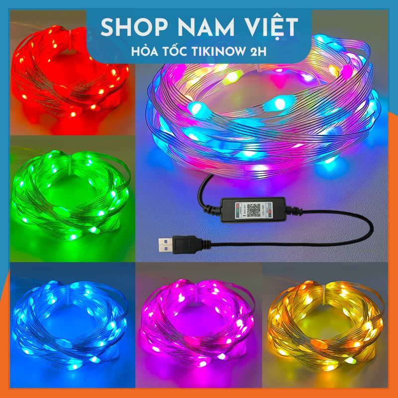 Dây Led Đom Đóm RGB Hiệu Ứng Thác Nước, Quấn Cây Thông Noel, Trang Trí Ngoài Trời, Cảm Nhạc, Điều Khiển App - Chính Hãng NAVIVU