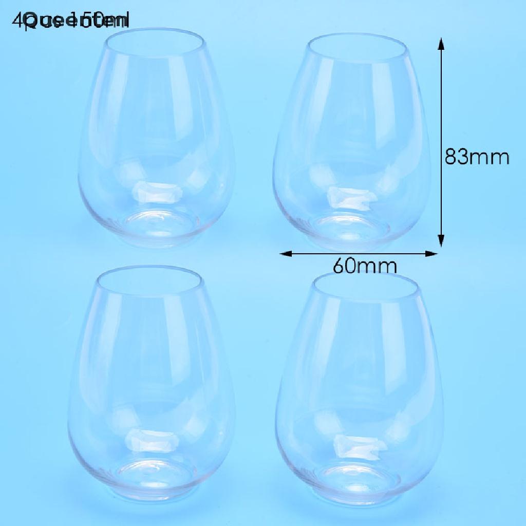 Queenten 4pc/Set Shatterproof Wine Glass Unbreakable PET Red Wine Tumbler Glasses Cups QT