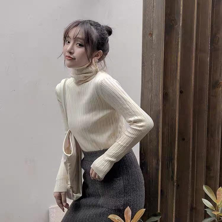 MS276 Áo len nữ cao cổ gân to