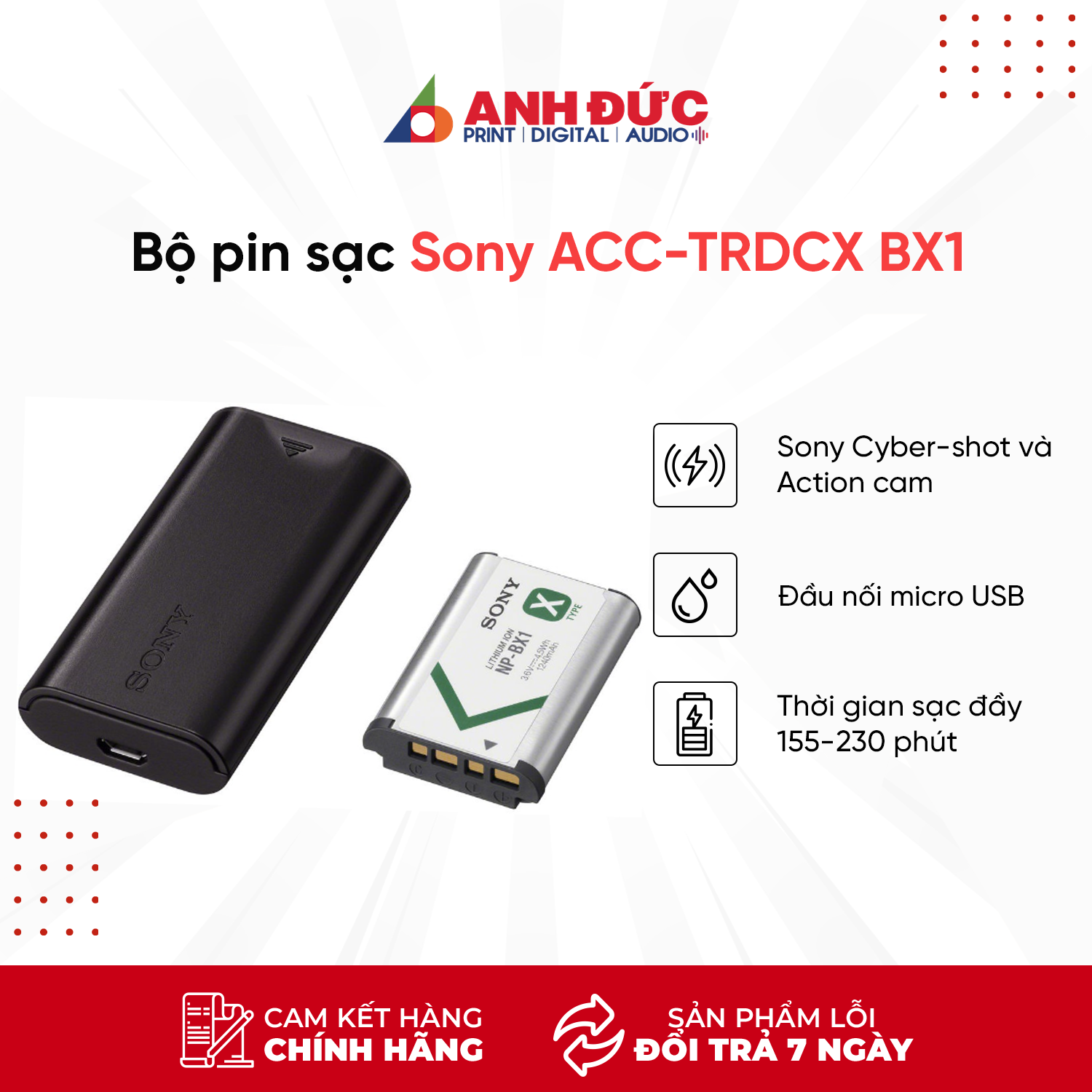 Bộ pin sạc Sony ACC-TRDCX BX1 - Hàng Chính Hãng BH 6 Tháng